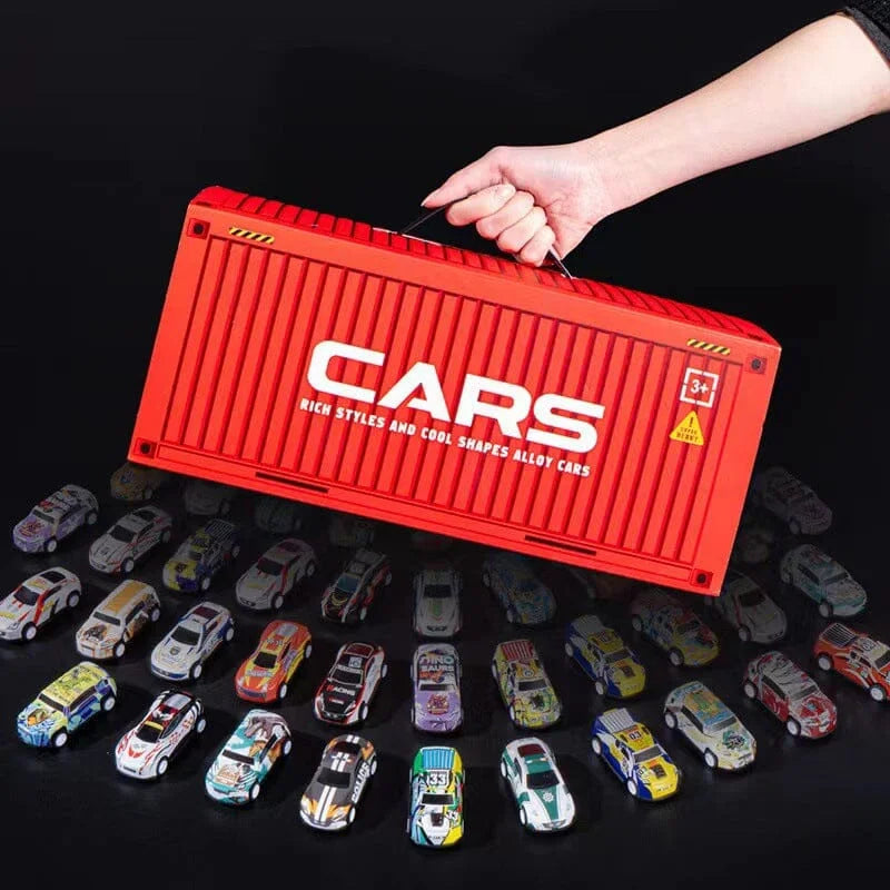 48pc Pull-Back Mini Racing Cars with Container for Kids