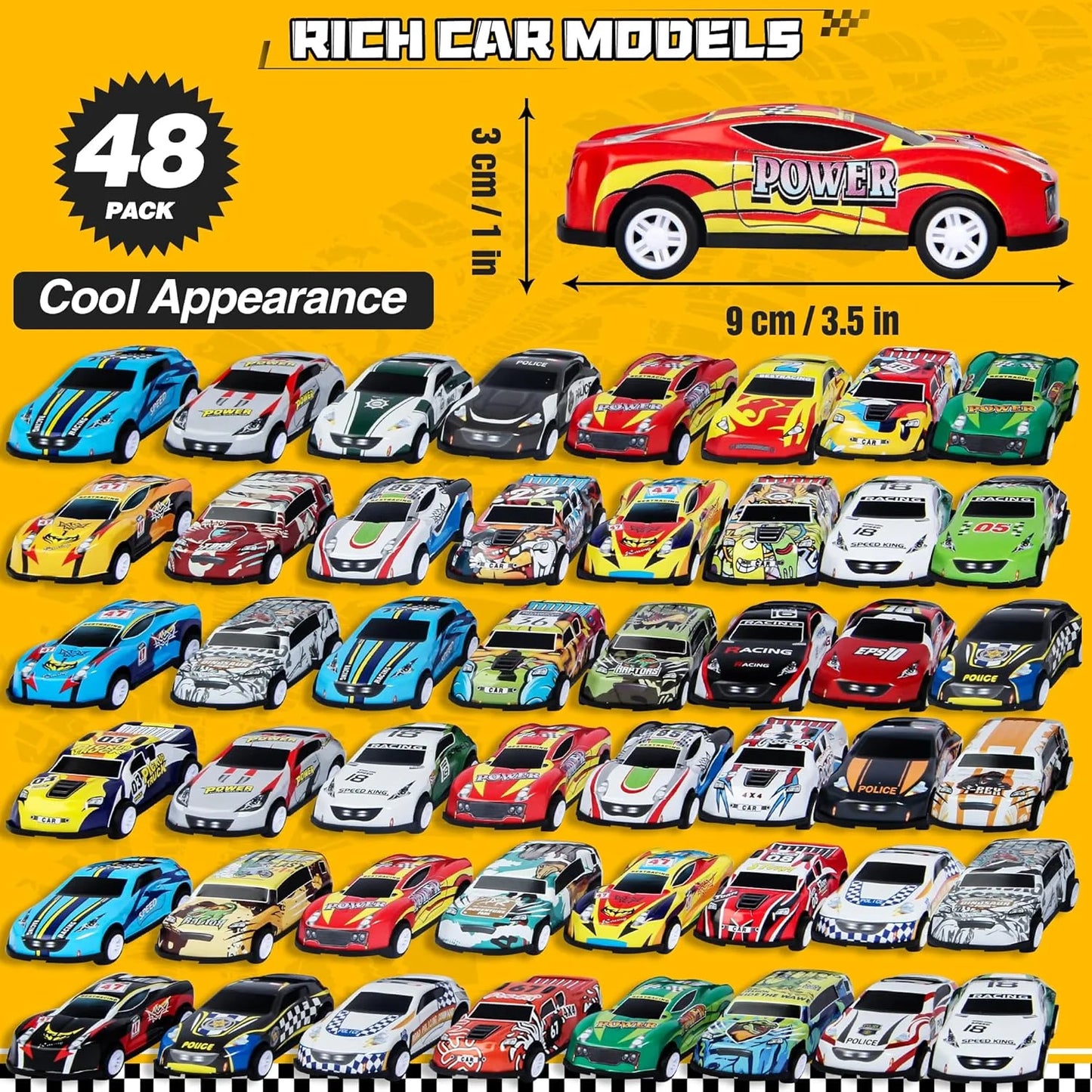 48pc Pull-Back Mini Racing Cars with Container for Kids