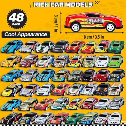 48pc Pull-Back Mini Racing Cars with Container for Kids